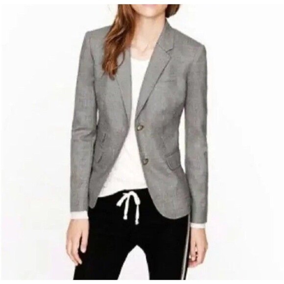 J. Crew Schoolboy Blazer Grey Wool Business Casual Academia Preppy Jacket Size 4 - Picture 3 of 13
